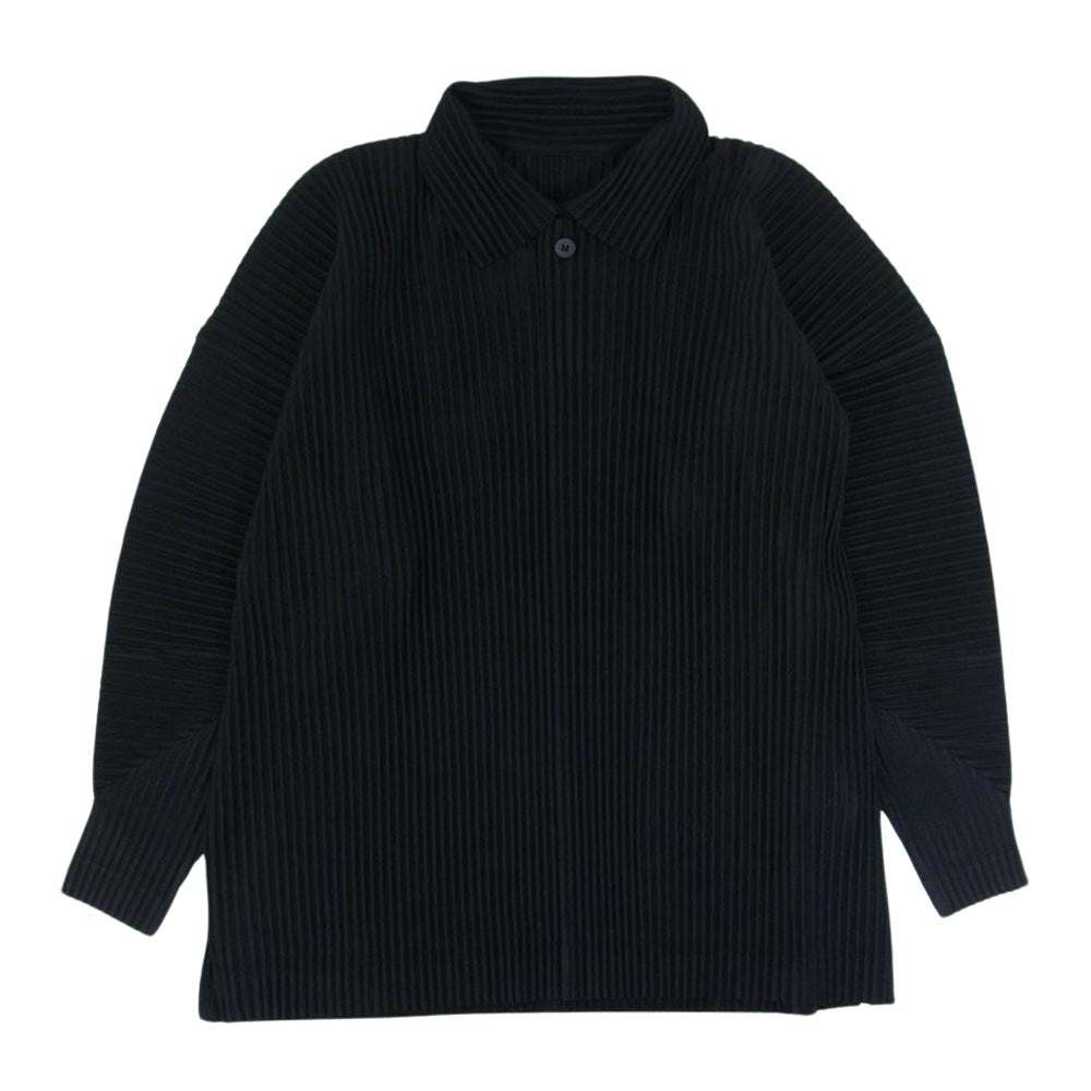 HOMME PLISSE ISSEY MIYAKE オム プリッセ イッセイミヤケ 23AW HP33JM107 HOMME PLISSE オムプリッセ MC AUGUST POLO プリーツ 長袖 ポロシャツ ブラック系 2【中古】