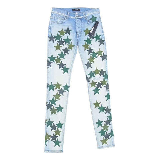 アミリ 国内正規品 SR3SS22MDS022 CHEMIST JEAN スターパッチ デニムパンツ インディゴブルー系 30【新古品】【未使用】【中古】
