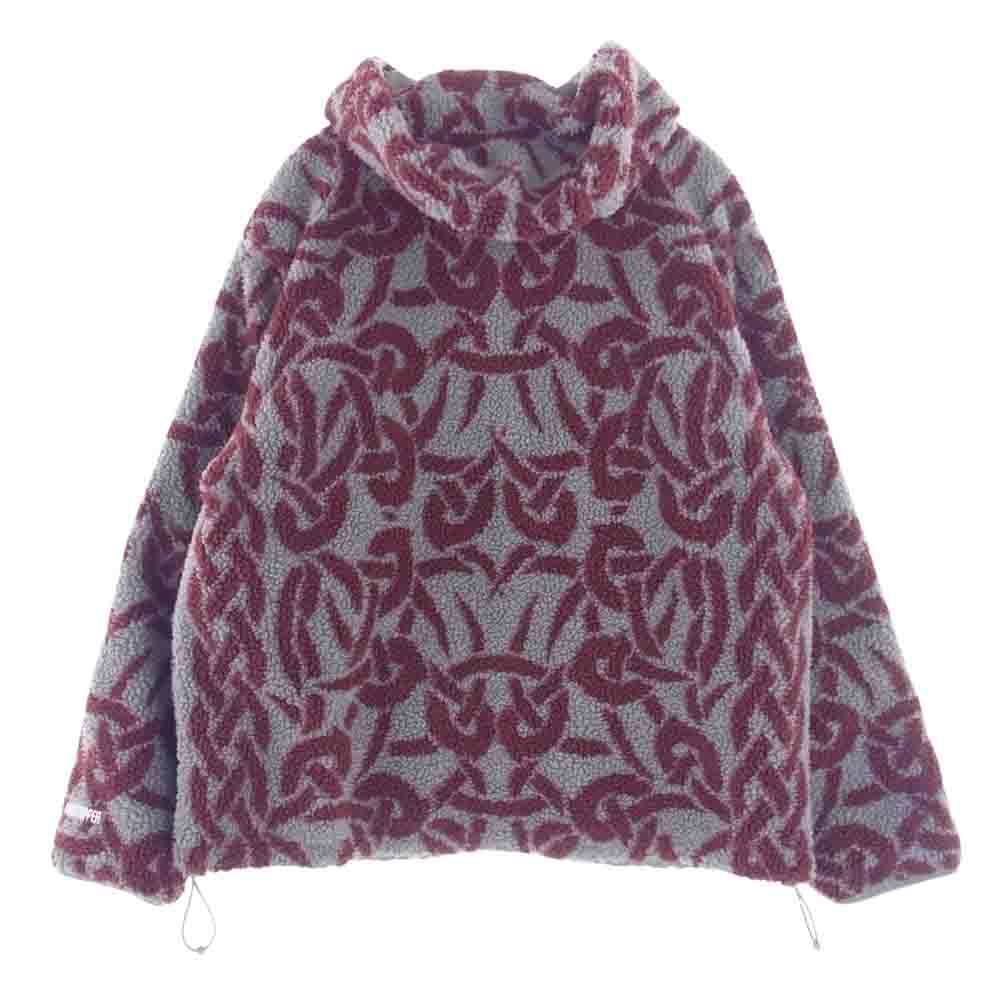 Supreme シュプリーム 21AW Celtic Knot Reversible WINDSTOPPER Fleece Hooded Jacket ウィンドストッパー フリース ジャケット エンジ系 グレー系 L【中古】