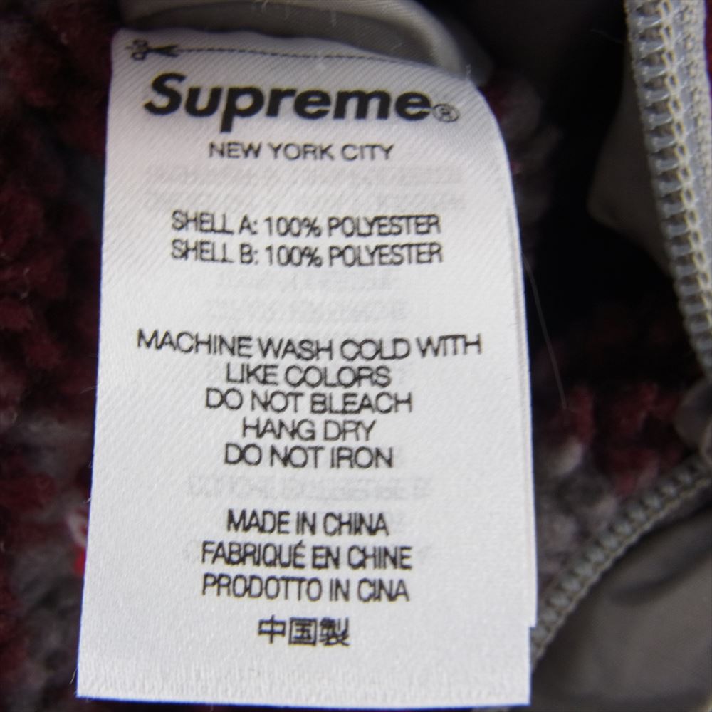 Supreme シュプリーム 21AW Celtic Knot Reversible WINDSTOPPER Fleece Hooded Jacket ウィンドストッパー フリース ジャケット エンジ系 グレー系 L【中古】