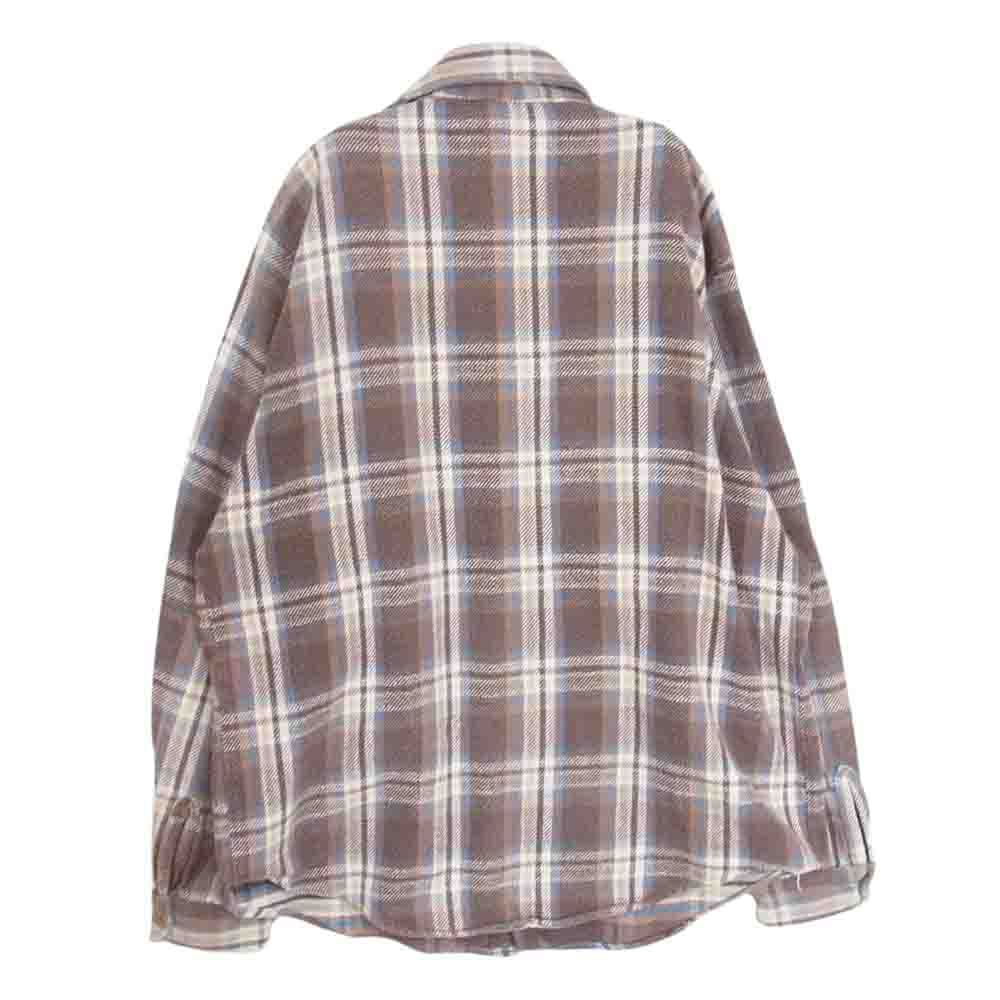 BIG MAC ビッグマック 70s 80s ヴィンテージ  チェック柄 ヘビーネルシャツ 長袖シャツ 単色タグ ブラウン系 L【中古】