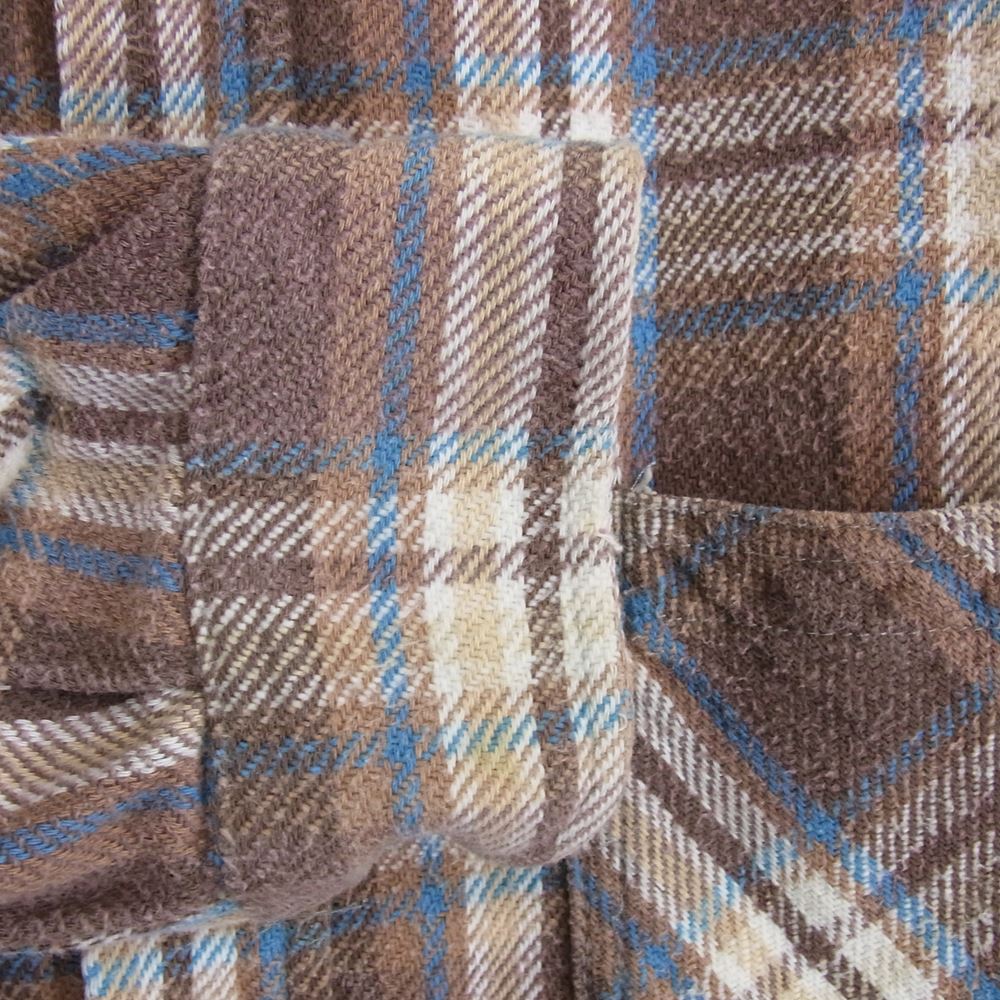 BIG MAC ビッグマック 70s 80s ヴィンテージ  チェック柄 ヘビーネルシャツ 長袖シャツ 単色タグ ブラウン系 L【中古】