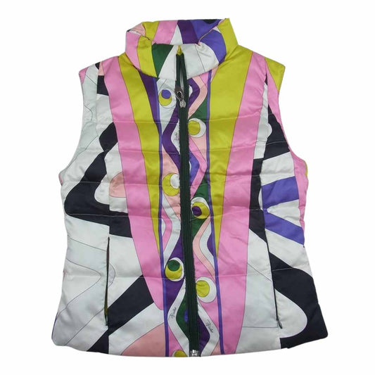 Emilio Pucci エミリオプッチ イタリア製 総柄 幾何学柄 中綿 ベスト マルチカラー系 38【中古】