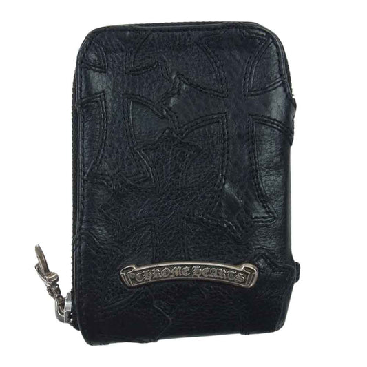 CHROME HEARTS クロムハーツ（原本無） ONE TRILLION DLRS CEME LD セメタリークロスパッチ ミニウォレット ブラック系【中古】