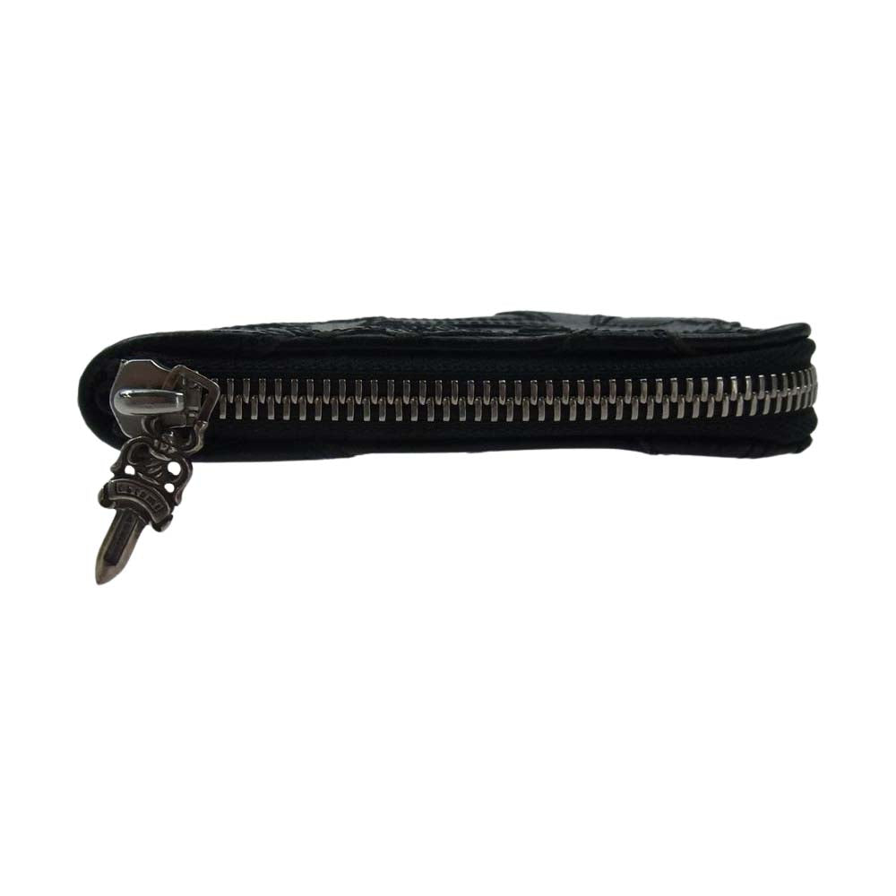 CHROME HEARTS クロムハーツ（原本無） ONE TRILLION DLRS CEME LD セメタリークロスパッチ ミニウォレット ブラック系【中古】