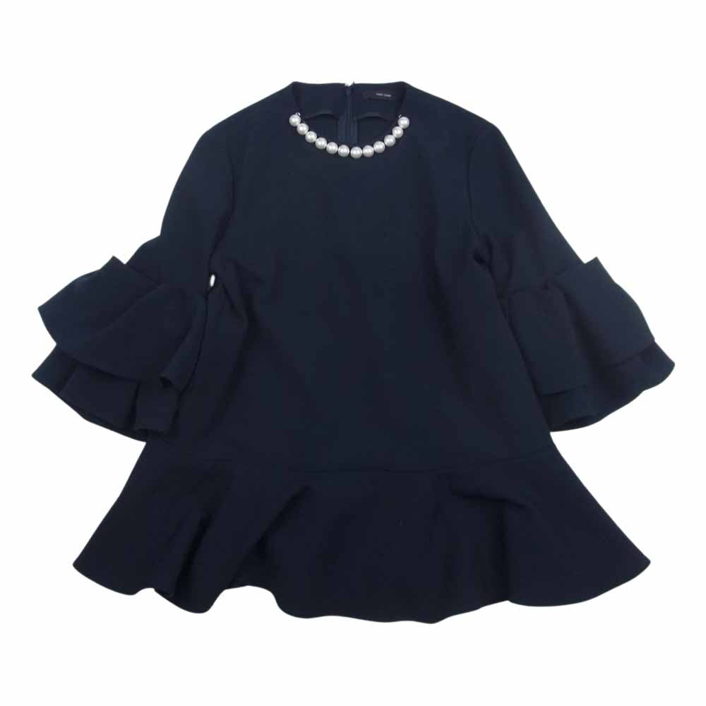 YOKO CHAN ヨーコチャン YCB-422-337 パール フリル トップ ショートドレス チュニック ネイビー系 38【中古】
