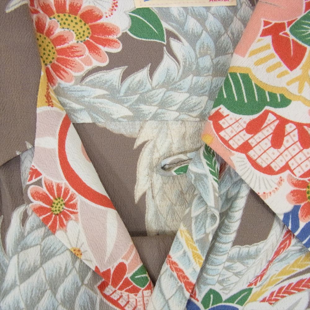 SUN SURF サンサーフ 総柄 アロハ シャツ 龍 ドラゴン 半袖 ブラウン系 S【中古】