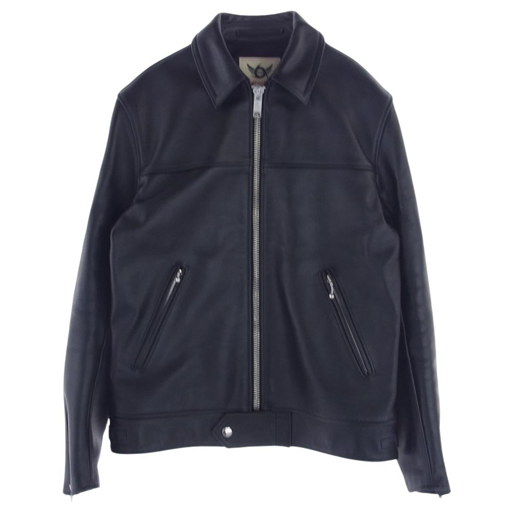トリプルシックス LJM-9TF タイトフィット センター ジップ ライダース レザー ジャケット ブラック系 36【美品】【中古】