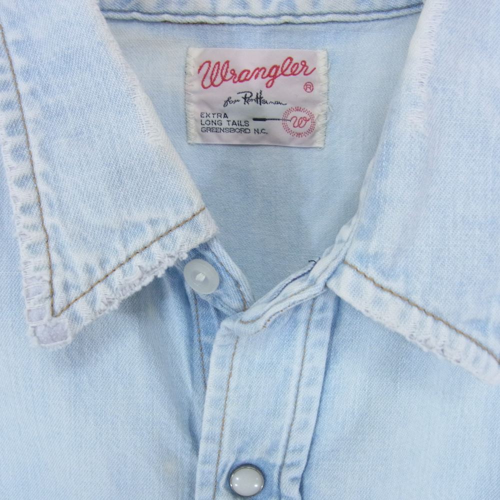 Ron Herman ロンハーマン WS9138 × WRANGLER ラングラー バック プリント ウェスタン 長袖 シャツ インディゴブルー系 L【中古】