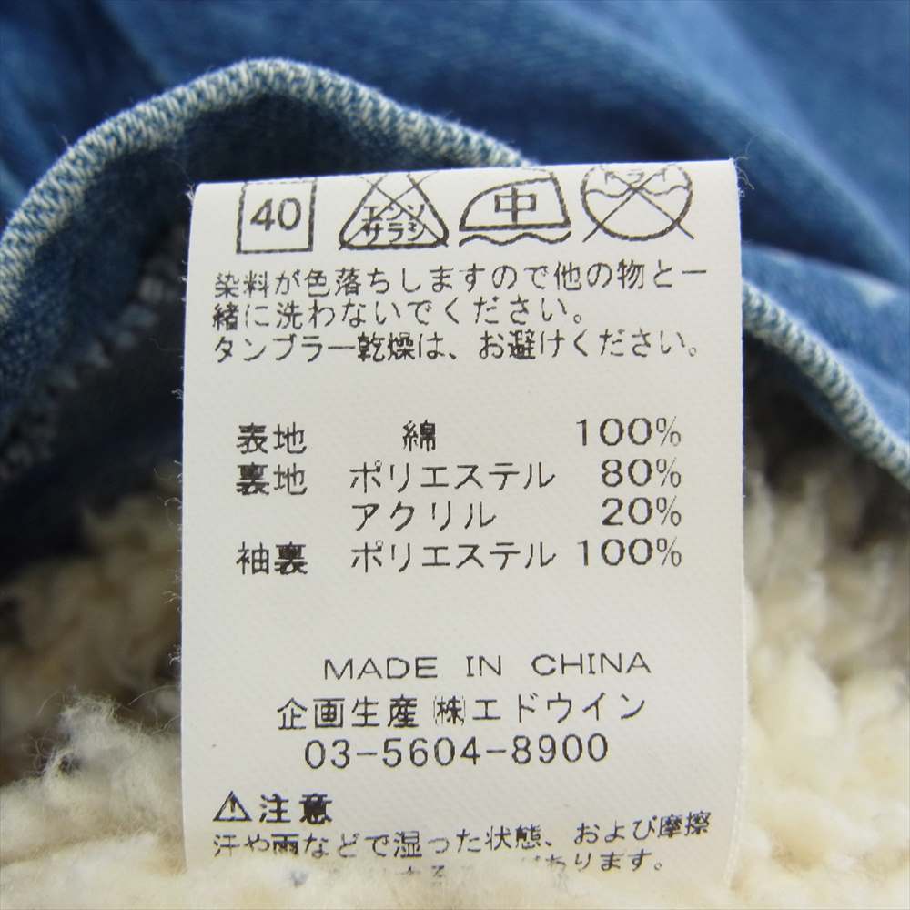 Ron Herman ロンハーマン S9168 × WRANGLER ラングラー ボア デニム ランチ ジャケット インディゴブルー系 L【中古】