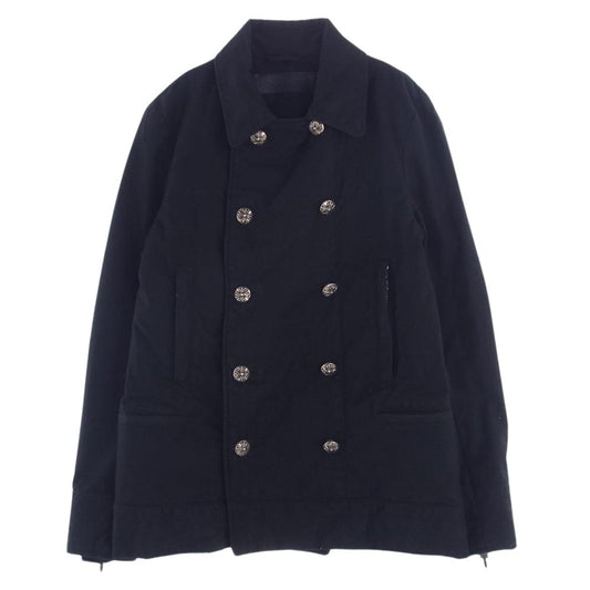 CHROME HEARTS クロムハーツ（原本無） 2225-304-6506 バックフレアニー 4ダガージップ 10クロスボールボタン ワックスドコットン 中綿 Pコート  ブラック系 M【中古】