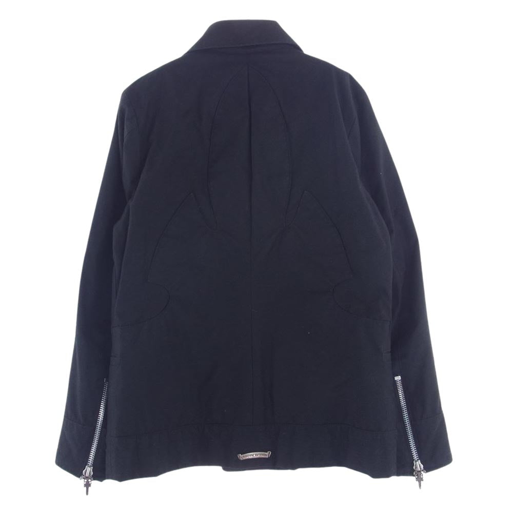 CHROME HEARTS クロムハーツ（原本無） 2225-304-6506 バックフレアニー 4ダガージップ 10クロスボールボタン ワックスドコットン 中綿 Pコート  ブラック系 M【中古】