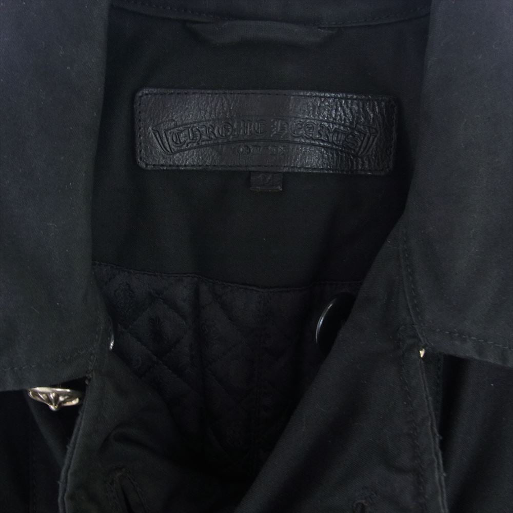CHROME HEARTS クロムハーツ（原本無） 2225-304-6506 バックフレアニー 4ダガージップ 10クロスボールボタン ワックスドコットン 中綿 Pコート  ブラック系 M【中古】
