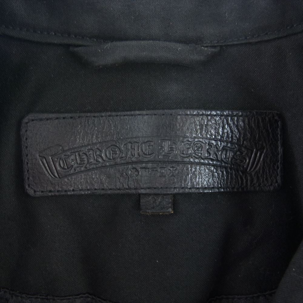 CHROME HEARTS クロムハーツ（原本無） 2225-304-6506 バックフレアニー 4ダガージップ 10クロスボールボタン ワックスドコットン 中綿 Pコート  ブラック系 M【中古】