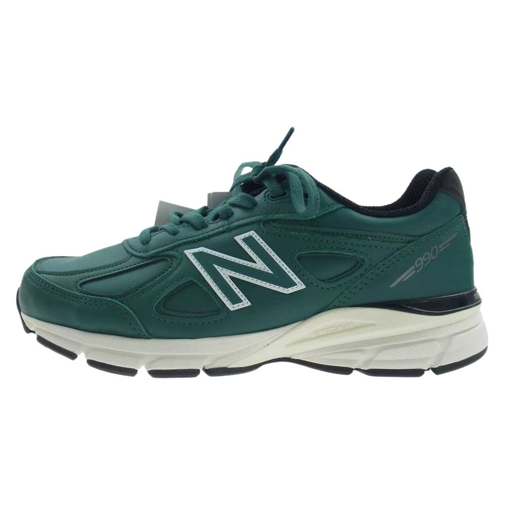 NEW BALANCE ニューバランス U990TW4 USA製 990V4 フルレザー アッパー ローカット ティール ホワイト スニーカー  グリーン系 ブラック系 ホワイト系 26.5cm【新古品】【未使用】【中古】