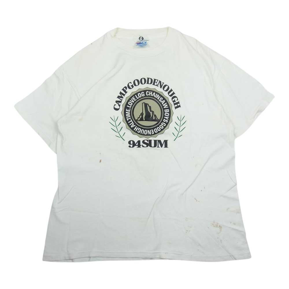 GOODENOUGH グッドイナフ 90s Hanes BEEFY ヘインズ ボディ SUMMER CAMP 半袖 プリント Tシャツ ホワイト系 L【中古】