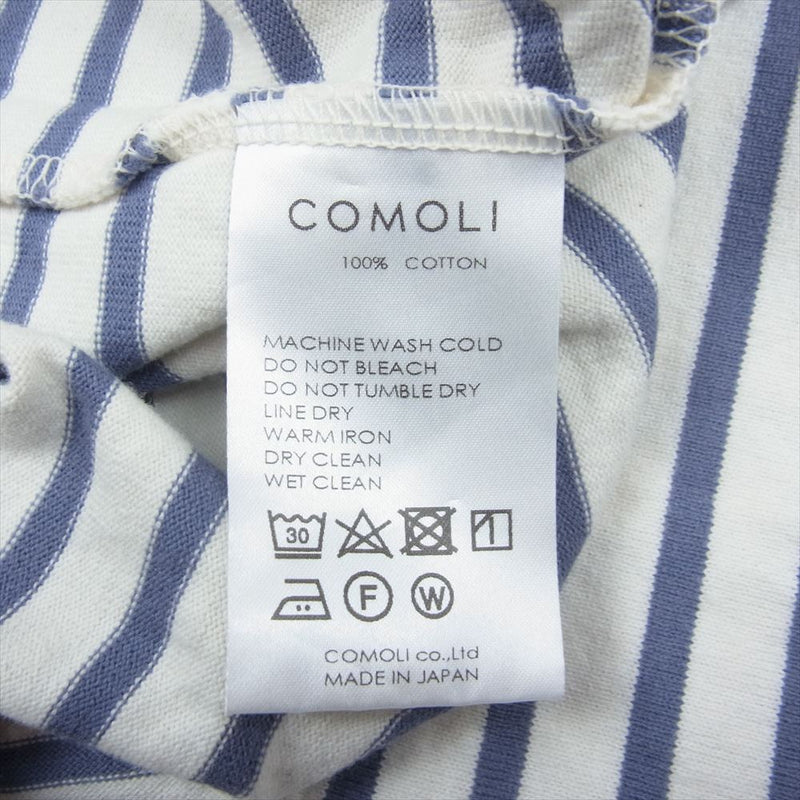 COMOLI コモリ 21ss T01-05017 ボーダー ボー トネック 長袖 Tシャツ パープル系 2【中古】