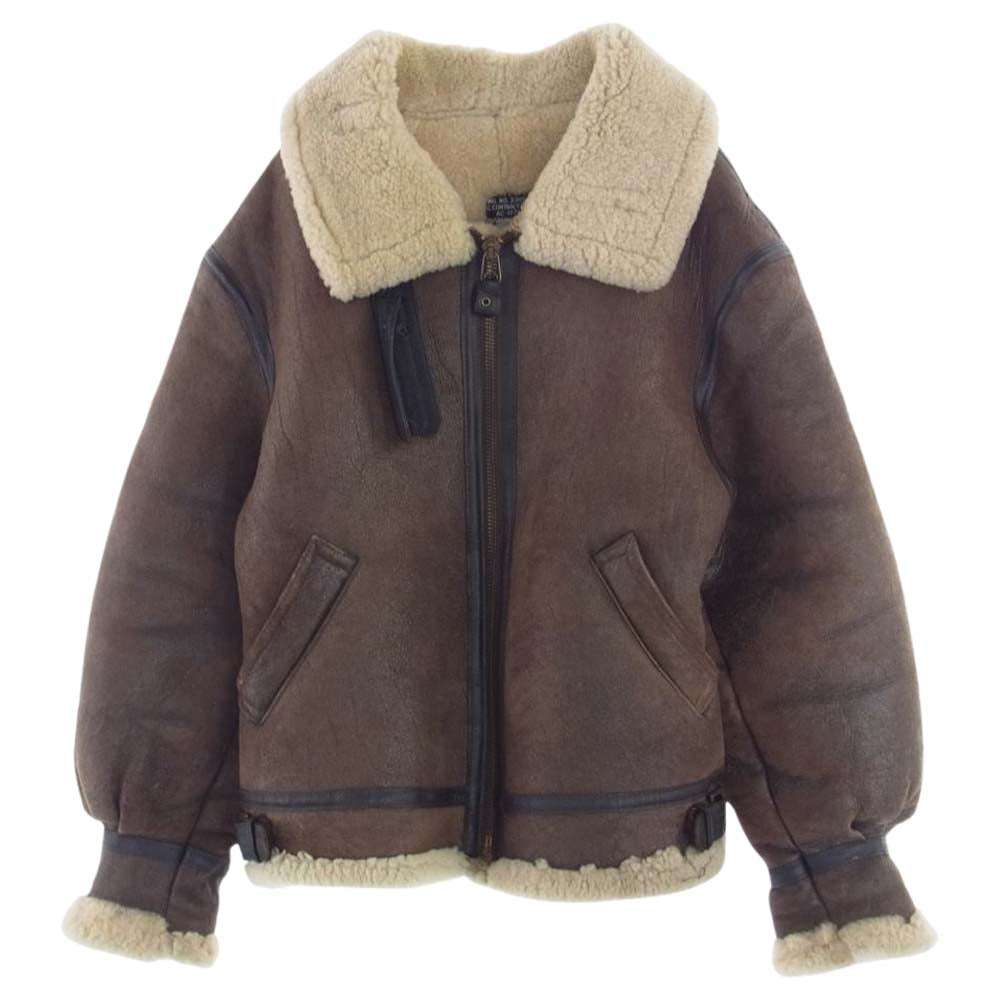 AVIREX アヴィレックス USA製 B-3 シープスキン ムートン ボア フライト ジャケット ブラウン系 42【中古】