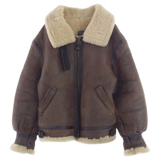 AVIREX アヴィレックス USA製 B-3 シープスキン ムートン ボア フライト ジャケット ブラウン系 42【中古】