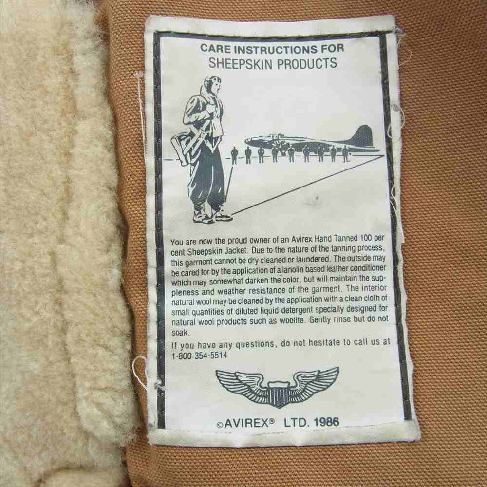 AVIREX アヴィレックス USA製 B-3 シープスキン ムートン ボア フライト ジャケット ブラウン系 42【中古】
