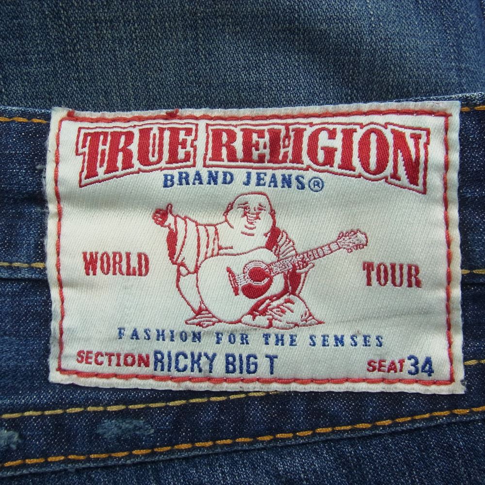 TRUE RELIGION トゥルーレリジョン RICKY BIG T ストレート デニム パンツ インディゴブルー系 34【中古】