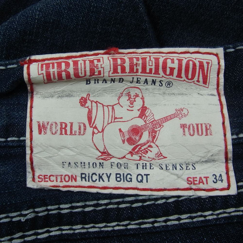 TRUE RELIGION トゥルーレリジョン RICKY BIG QT ストレート デニム パンツ インディゴブルー系 38【中古】
