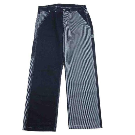 児島ジーンズ デニム マルチ ストライプ ヒッコリー  ペインター ワーク パンツ インディゴブルー系 34【中古】