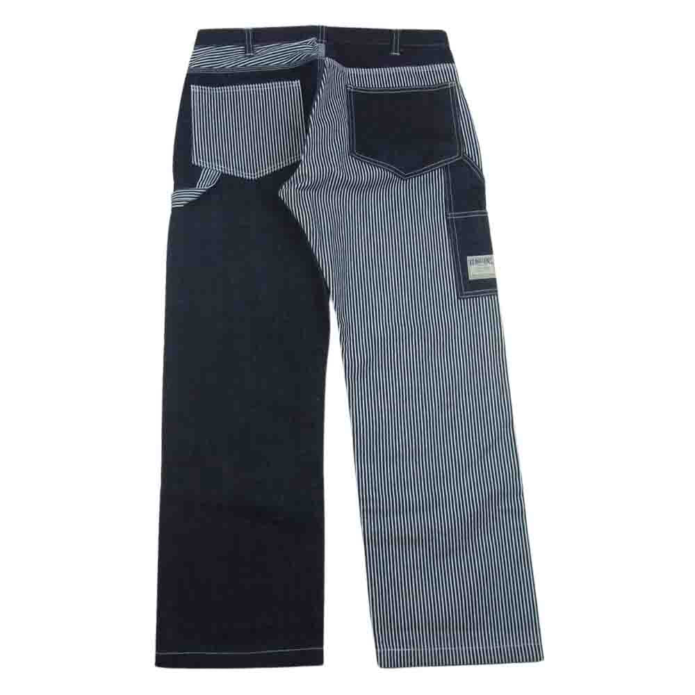 児島ジーンズ デニム マルチ ストライプ ヒッコリー  ペインター ワーク パンツ インディゴブルー系 34【中古】