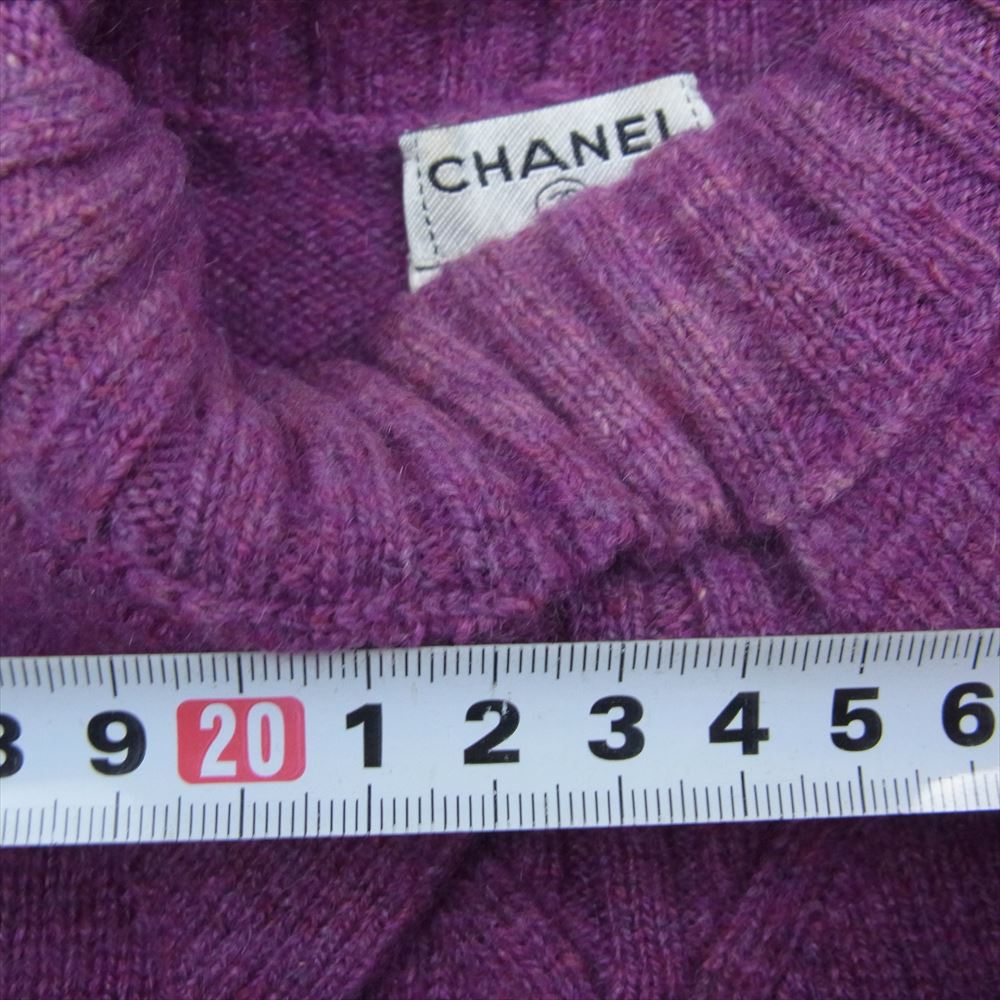 CHANEL シャネル 07A P31711K00661 イタリア製 カシミヤ カシミア 変形 タートルネック ニット パープル系 38【中古】