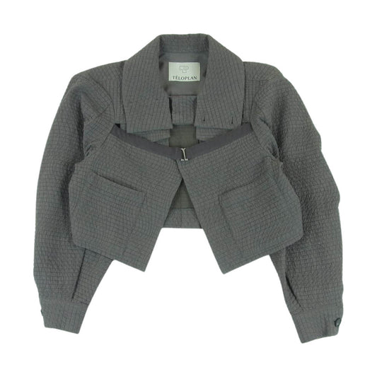 テーロプラン Shogo Puff Sleeve Jacket ショート クロップド パフスリーブ ジャケット グレー系 F【中古】