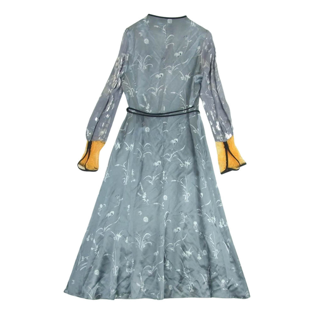 マメクロゴウチ 19AW MM19AW-DRO40 Silk Lame Print V-Neck Dress