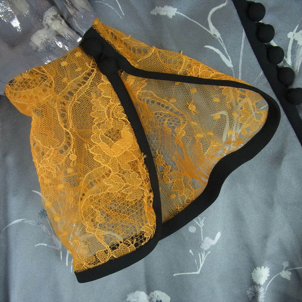 マメクロゴウチ 19AW MM19AW-DRO40 Silk Lame Print V-Neck Dress