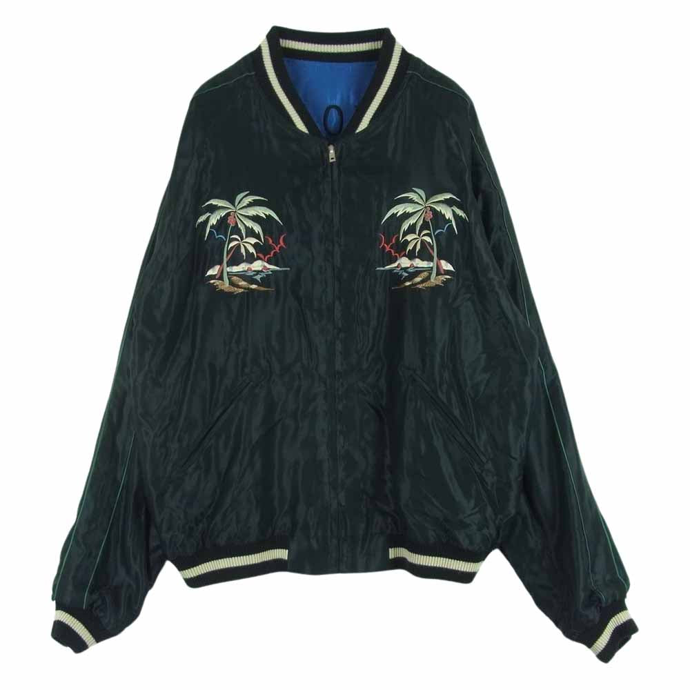 TAILOR TOYO テイラー東洋 22SS TT15052 50s Style Souvenir Jacket BLACK TIGER ALOHA HAWAII 虎 ハワイ サテン スーベニア ジャケット ブルゾン スカジャン ブルー系 ホワイト系 ブラック系 XL【中古】