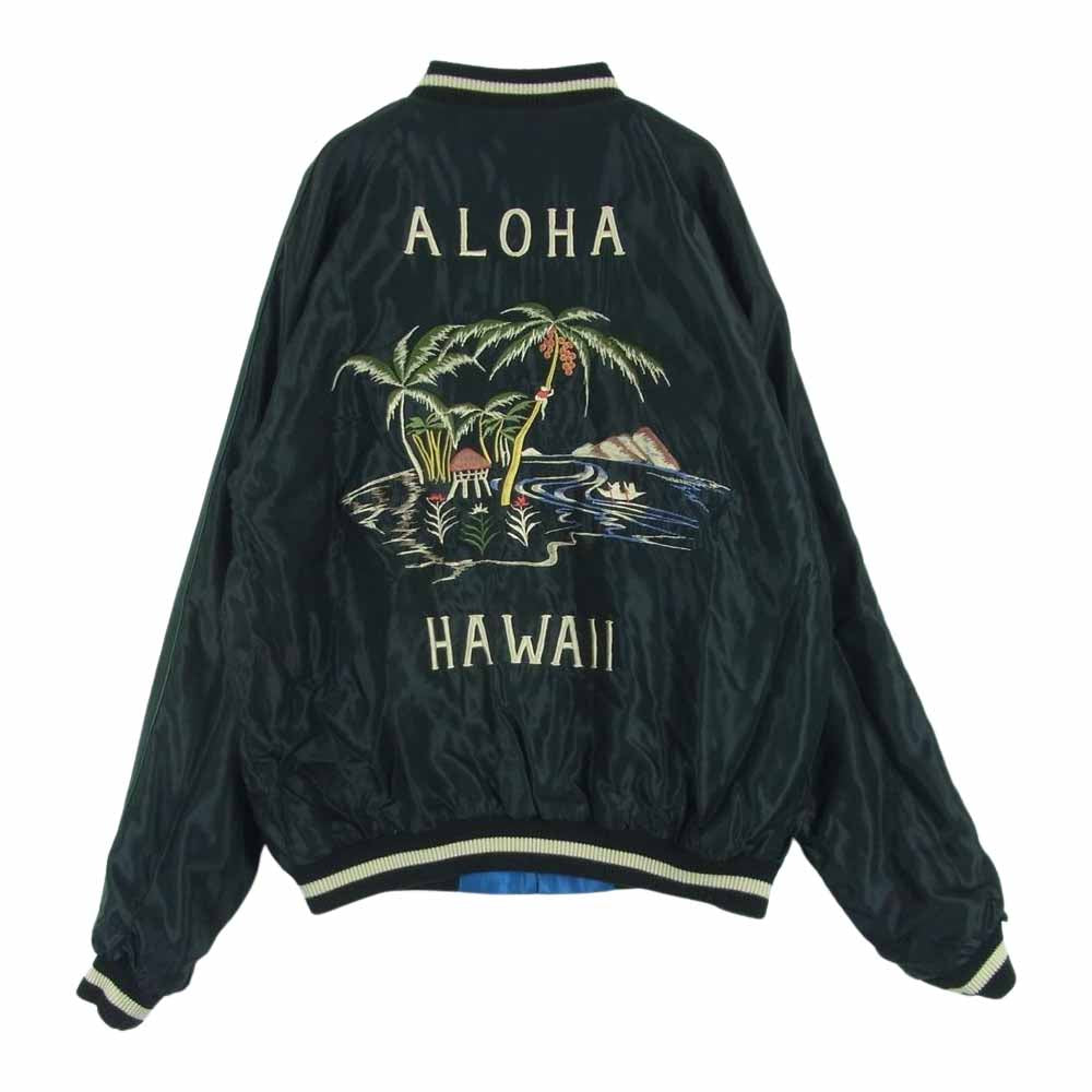 TAILOR TOYO テイラー東洋 22SS TT15052 50s Style Souvenir Jacket BLACK TIGER ALOHA HAWAII 虎 ハワイ サテン スーベニア ジャケット ブルゾン スカジャン ブルー系 ホワイト系 ブラック系 XL【中古】