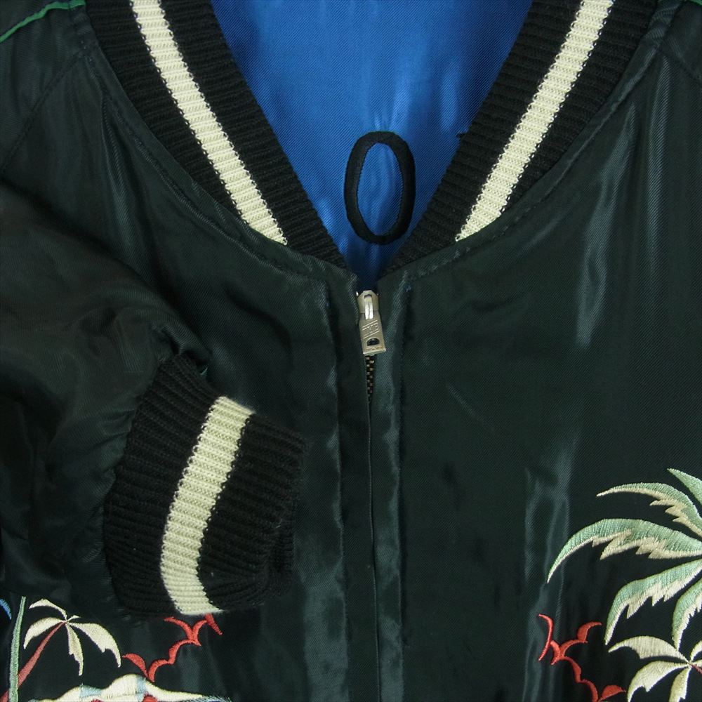 TAILOR TOYO テイラー東洋 22SS TT15052 50s Style Souvenir Jacket BLACK TIGER ALOHA HAWAII 虎 ハワイ サテン スーベニア ジャケット ブルゾン スカジャン ブルー系 ホワイト系 ブラック系 XL【中古】