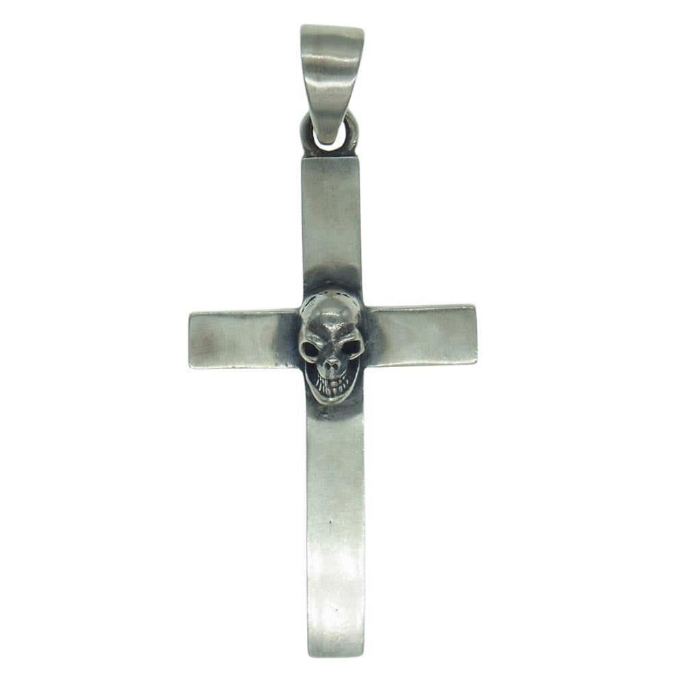 GABOR ガボール 1/8 Skull On Plain Cross Pendant スカル オン プレーン クロス ペンダント トップ シルバー系【中古】