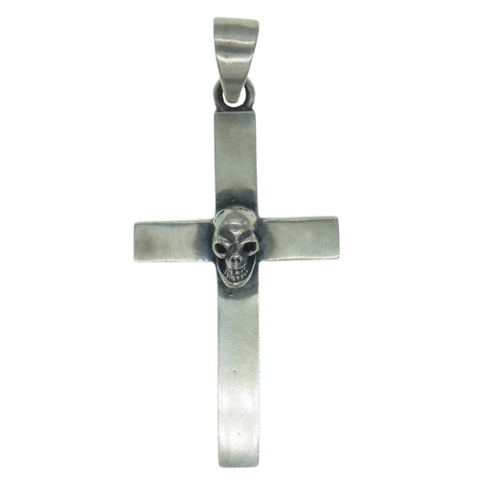 GABOR ガボール 1/8 Skull On Plain Cross Pendant スカル オン プレーン クロス ペンダント トップ シルバー系【中古】
