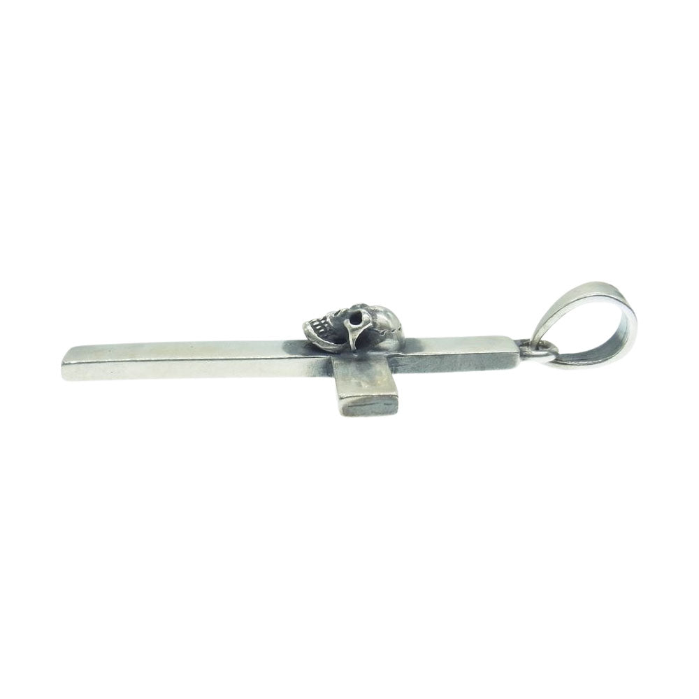 GABOR ガボール 1/8 Skull On Plain Cross Pendant スカル オン プレーン クロス ペンダント トップ シルバー系【中古】