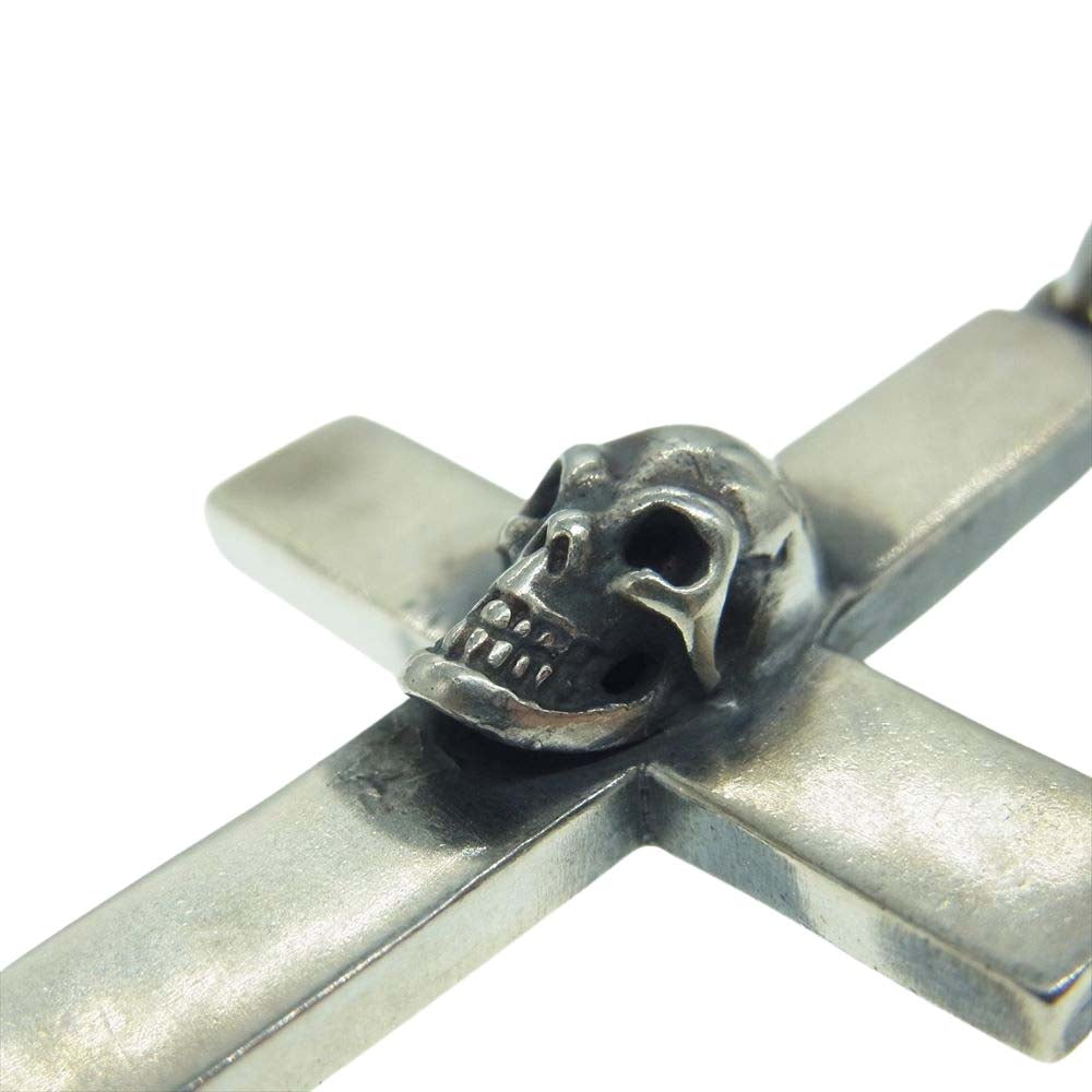 GABOR ガボール 1/8 Skull On Plain Cross Pendant スカル オン プレーン クロス ペンダント トップ シルバー系【中古】