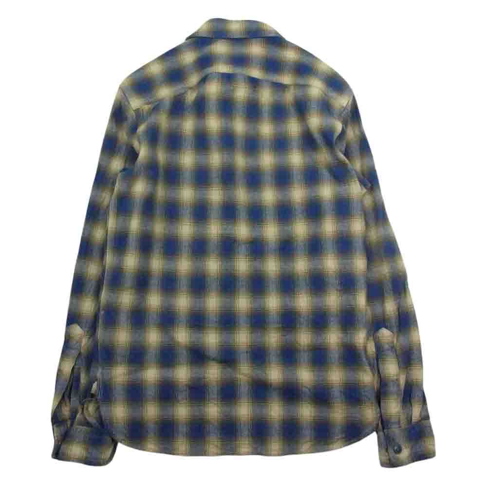 RRL ダブルアールエル ポケット付き ネル チェック柄 長袖 シャツ インディゴブルー系 イエロー系 XS【中古】