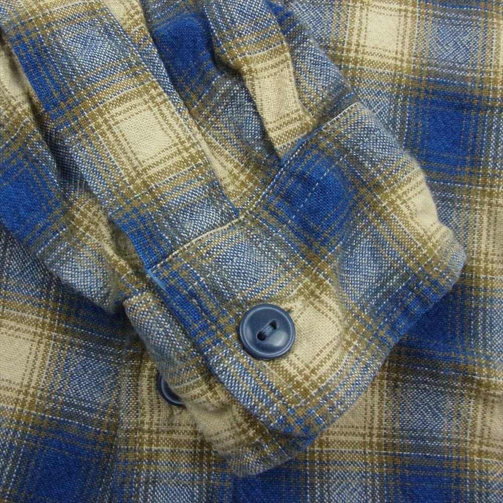 RRL ダブルアールエル ポケット付き ネル チェック柄 長袖 シャツ インディゴブルー系 イエロー系 XS【中古】