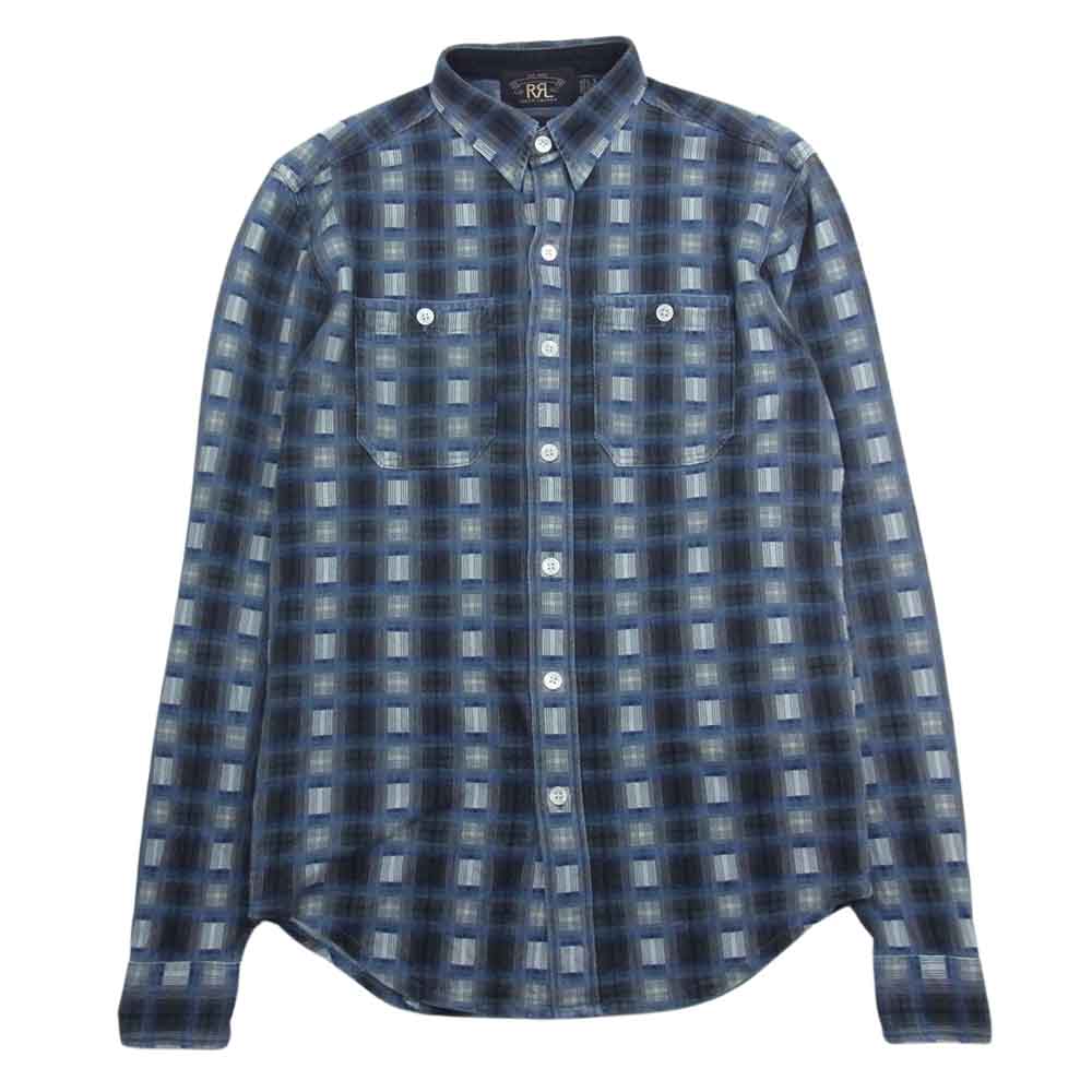 RRL ダブルアールエル ポケット付き チェック柄 長袖 シャツ ブルー系 グレー系 ブルー系 XS【中古】