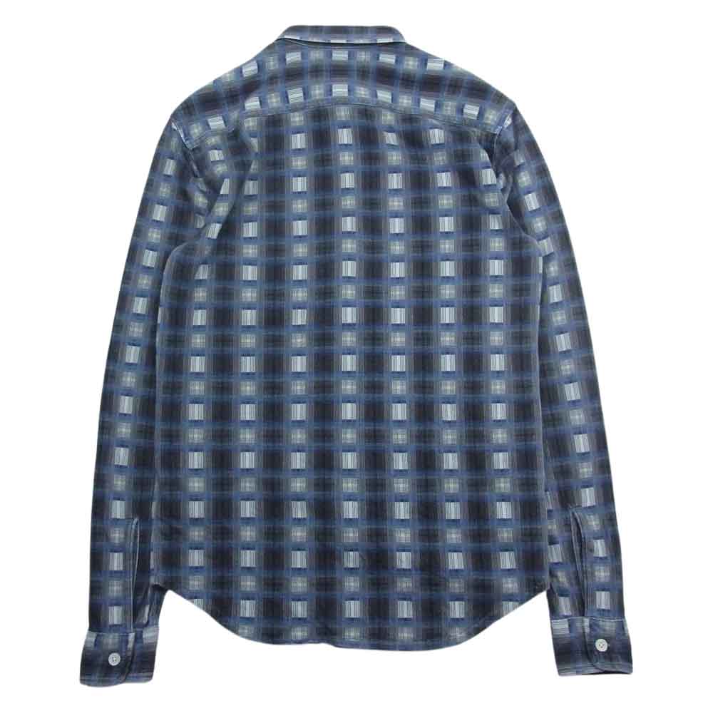RRL ダブルアールエル ポケット付き チェック柄 長袖 シャツ ブルー系 グレー系 ブルー系 XS【中古】