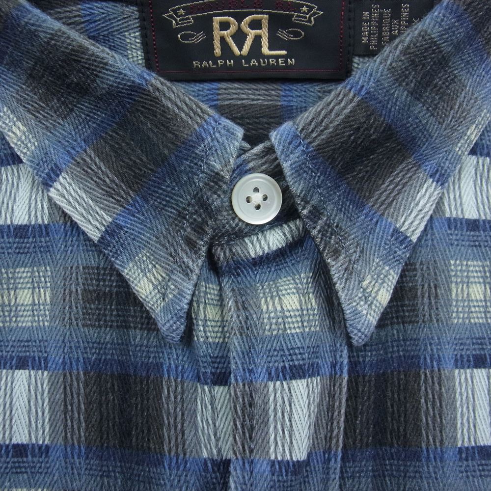 RRL ダブルアールエル ポケット付き チェック柄 長袖 シャツ ブルー系 グレー系 ブルー系 XS【中古】