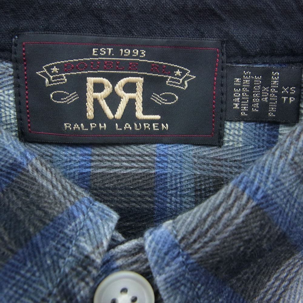 RRL ダブルアールエル ポケット付き チェック柄 長袖 シャツ ブルー系 グレー系 ブルー系 XS【中古】