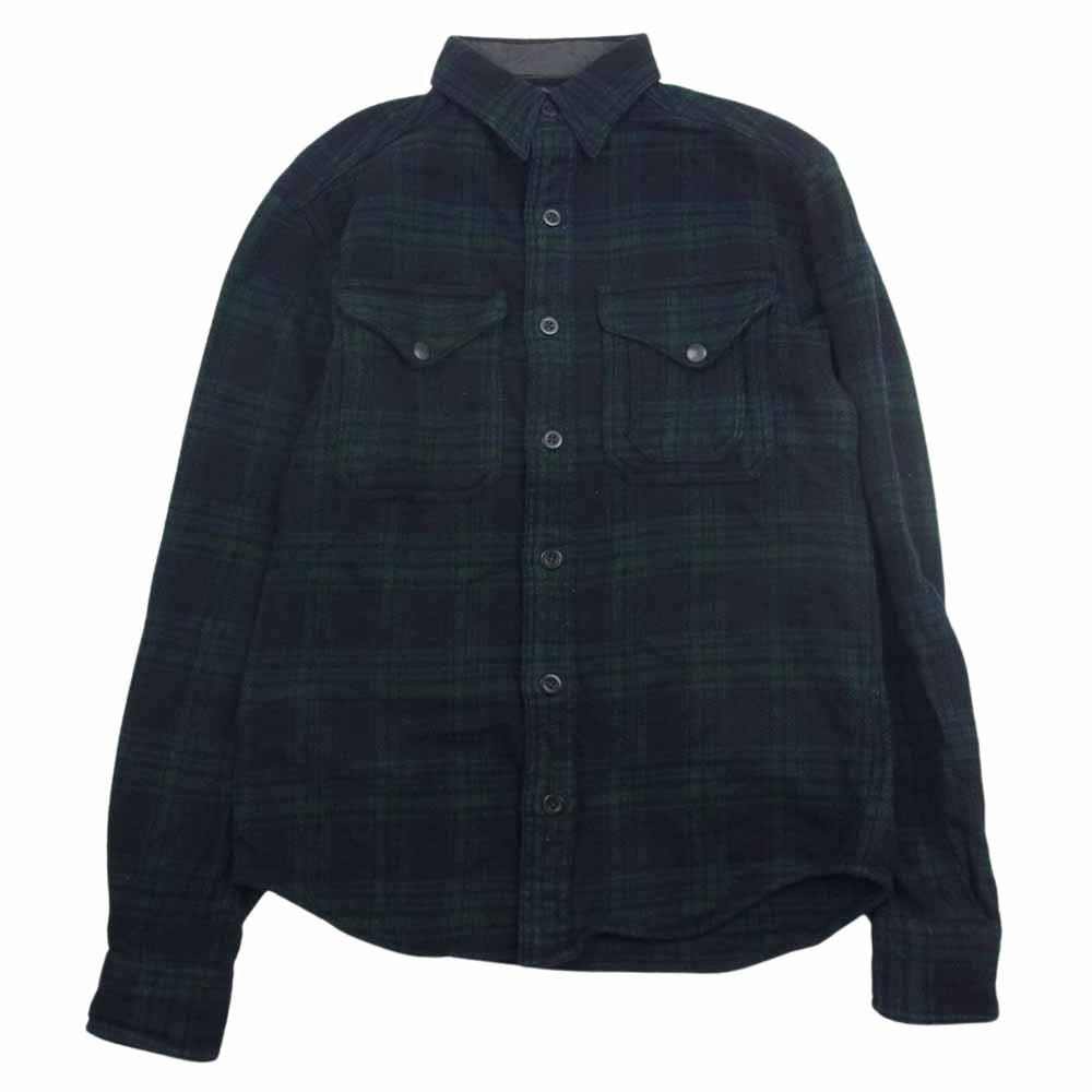 RRL ダブルアールエル ポケット付き フランネル チェック柄 長袖 シャツ グリーン系 グリーン系 XS【中古】