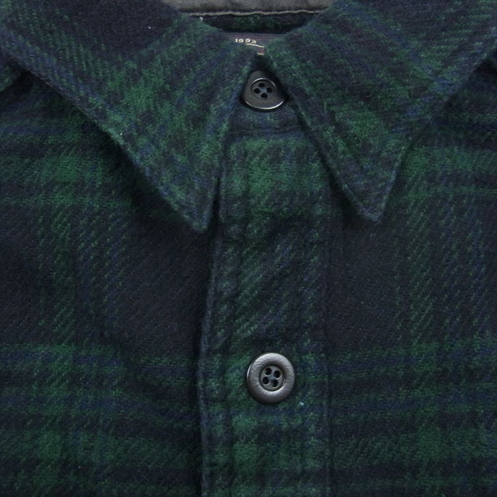 RRL ダブルアールエル ポケット付き フランネル チェック柄 長袖 シャツ グリーン系 グリーン系 XS【中古】