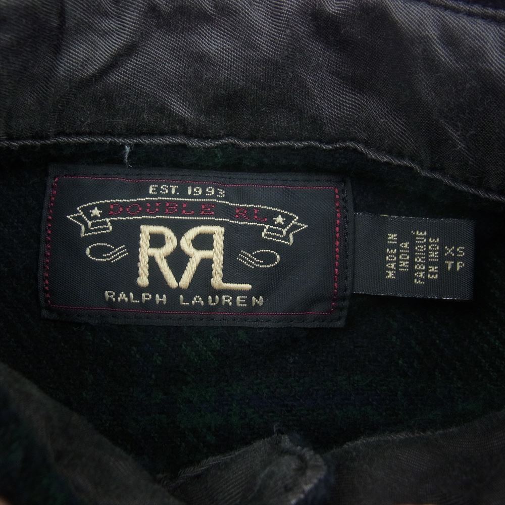 RRL ダブルアールエル ポケット付き フランネル チェック柄 長袖 シャツ グリーン系 グリーン系 XS【中古】