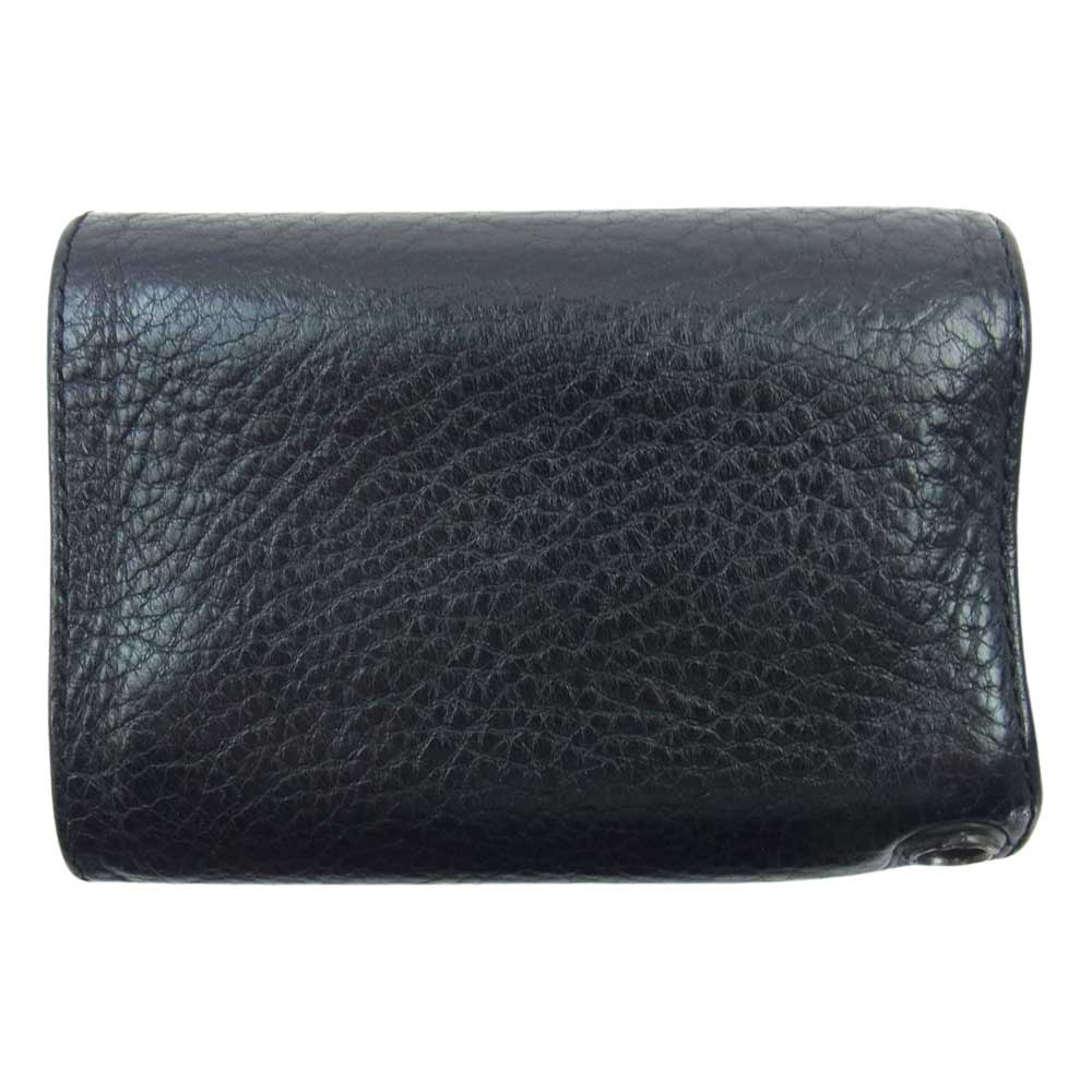 CHROME HEARTS クロムハーツ（原本無） 3FOLD 3フォールド クロスボタン レザー コンパクトウォレット 3つ折り財布 ブラック系【中古】