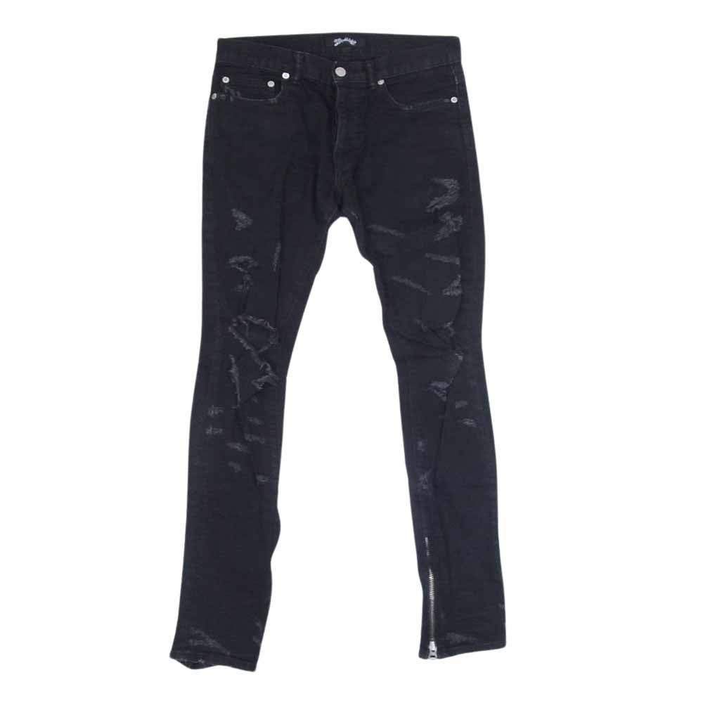 MARBLES マーブルズ 加工 スキニー ストレッチ デニム パンツ ブラック系 S【中古】